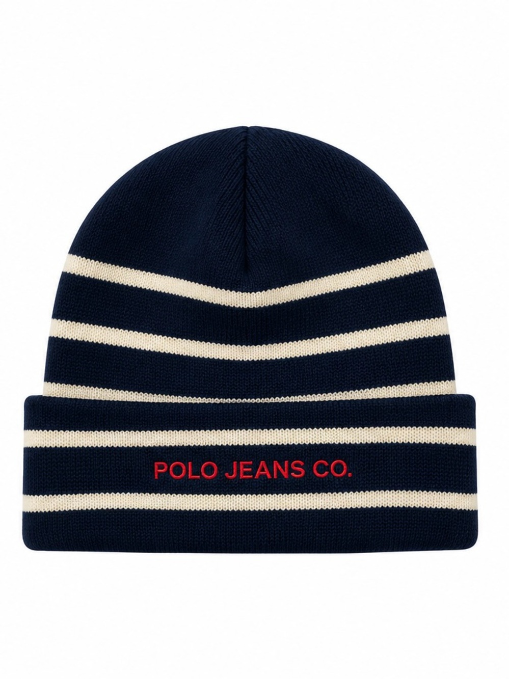 Vintage Ralph Lauren Navy & White Striped Polo Jeans Co. Beanie